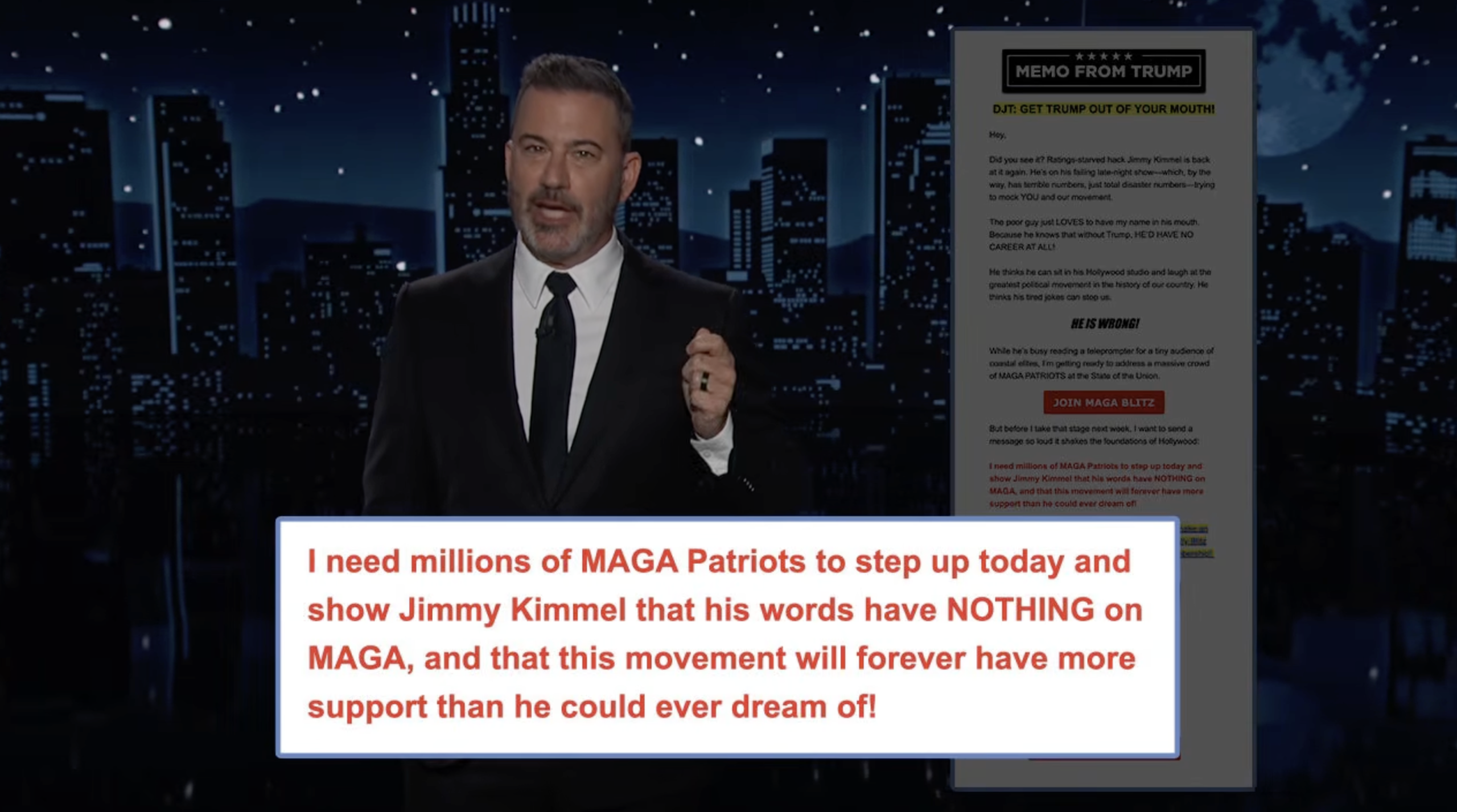Jimmy Kimmel Trump fundraising email