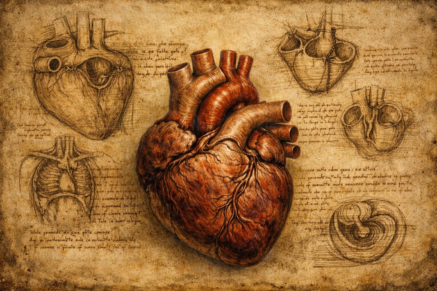 Da Vinci heart sketches cardiac risk
