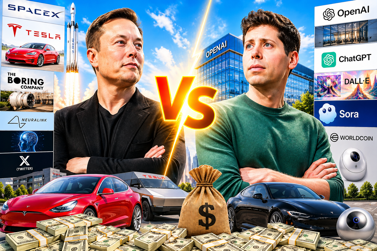 Elon Musk Sam Altman net worth 2026