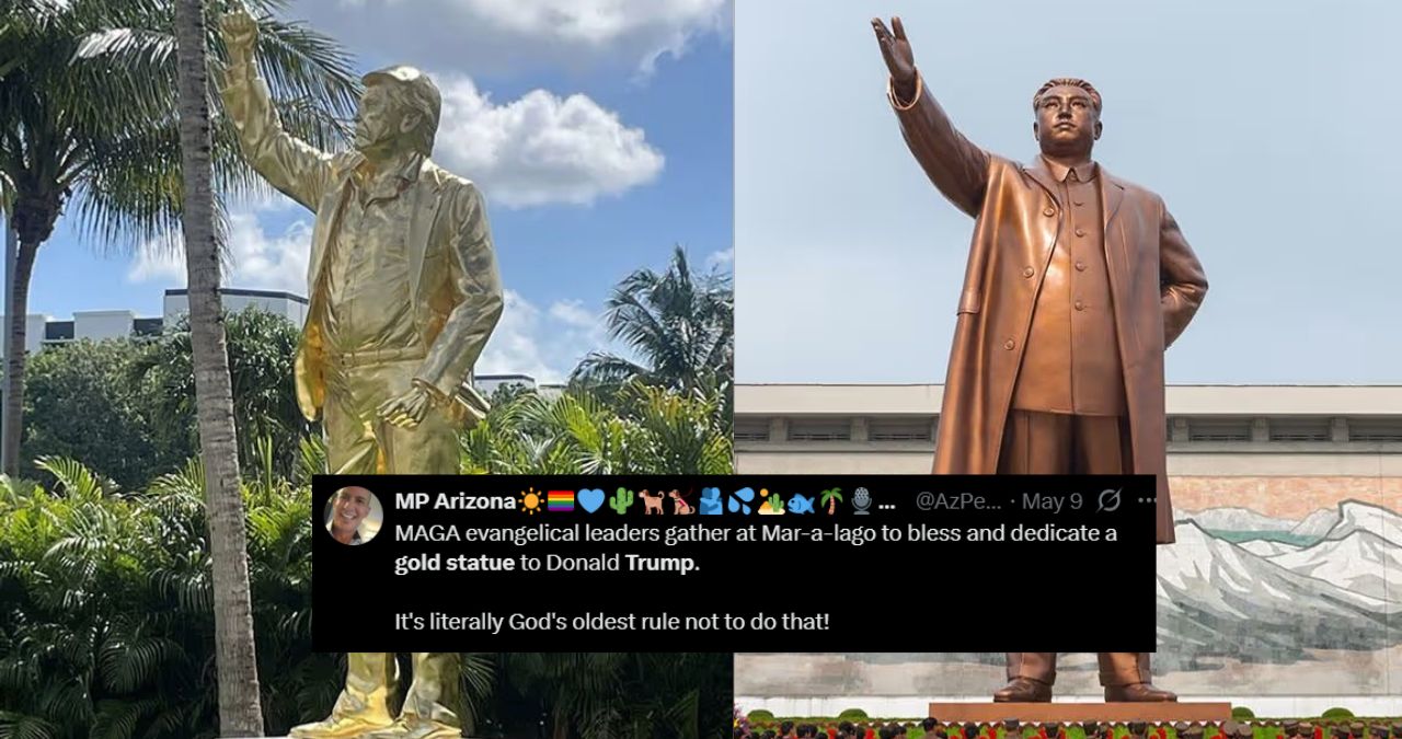 Trump gold statue viral