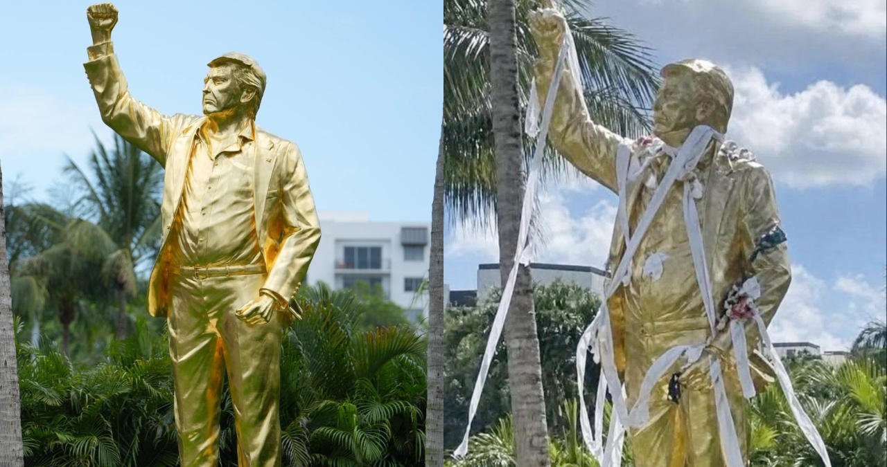 golden Trump statue fact check